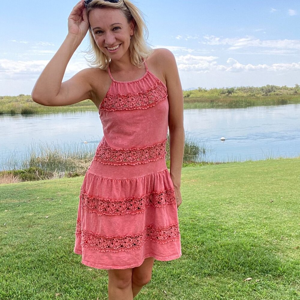 Knit Cut out Open Back Cotton Dress - Made in the USA - NWT